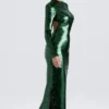 Belle Maxikleid in Tannengrün mit Pailletten Belle Maxikleid in Tannengrün mit Pailletten