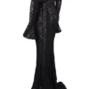 Belle Schwarzes schulterfreies Floral-Spitze-Maxikleid Belle Schwarzes schulterfreies Floral-Spitze-Maxikleid