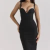 Bellissima Schwarzes Midi-Kleid mit Herzausschnitt Bellissima Schwarzes Midi-Kleid mit Herzausschnitt