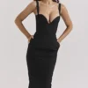 Bellissima Schwarzes Midi-Kleid mit Herzausschnitt Bellissima Schwarzes Midi-Kleid mit Herzausschnitt
