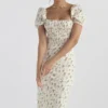 Bellucci Sommerkleid mit Gartenprint und Raffungen Bellucci Sommerkleid mit Gartenprint und Raffungen