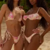 Bikinis mit seitlichen Bändern und Tahiti-Blumenprint für die Unterteile