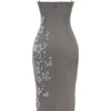 Blanca Midi-Kleid mit Kristallverzierung in Rauchgrau Blanca Midi-Kleid mit Kristallverzierung in Rauchgrau