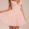 Brigitte Strawberry Shortcake Gingham Korsetts-Minikleid Brigitte Strawberry Shortcake Gingham Korsetts-Minikleid
