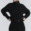 Brooklyn Schwarzer Bouclé-Strick-Pullover Brooklyn Schwarzer Bouclé-Strick-Pullover