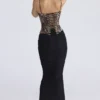 Cadie Gold Satin-Korsetts-Oberteil mit Leopardenmuster Cadie Gold Satin-Korsetts-Oberteil mit Leopardenmuster