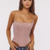 Cadie – Satin-Korsetts-Oberteil in Blush Pink Cadie – Satin-Korsetts-Oberteil in Blush Pink