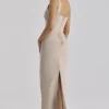 Calandra Taupe Stretch-Crêpe-Maxikleid mit Rüschen Calandra Taupe Stretch-Crêpe-Maxikleid mit Rüschen