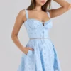 Calia Blaues Minikleid aus Stretch-Baumwolle mit Blumenprint Calia Blaues Minikleid aus Stretch-Baumwolle mit Blumenprint