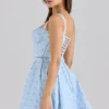 Calia Blaues Minikleid aus Stretch-Baumwolle mit Blumenprint Calia Blaues Minikleid aus Stretch-Baumwolle mit Blumenprint