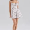 Calia Mini-Kleid aus Stretch-Baumwolle mit cremefarbenem Rosenprint Calia Mini-Kleid aus Stretch-Baumwolle mit cremefarbenem Rosenprint