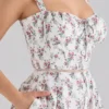 Calia Mini-Kleid aus Stretch-Baumwolle mit cremefarbenem Rosenprint Calia Mini-Kleid aus Stretch-Baumwolle mit cremefarbenem Rosenprint