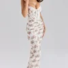 Calista Cremefarbenes Maxikleid aus Mesh mit Rosenprint Calista Cremefarbenes Maxikleid aus Mesh mit Rosenprint