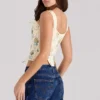Callie Lemon Rose Print Wende-Baumwoll-Korsetts-Oberteil Callie Lemon Rose Print Wende-Baumwoll-Korsetts-Oberteil