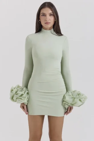 Camilla Pistachio Minikleid mit Rüschenbündchen