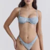 Capri Blau Paisley Bikini-Unterteil mit hohem Beinausschnitt Capri Blau Paisley Bikini-Unterteil mit hohem Beinausschnitt