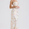 Capriana Weiß-Gold-Jacquard-Satin-Abendkleid Capriana Weiß-Gold-Jacquard-Satin-Abendkleid