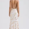 Capriana Weiß-Gold-Jacquard-Satin-Abendkleid Capriana Weiß-Gold-Jacquard-Satin-Abendkleid