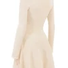 Caprice Cremefarbenes, zartes Strickkleid mit kurzen Ärmeln Caprice Cremefarbenes, zartes Strickkleid mit kurzen Ärmeln