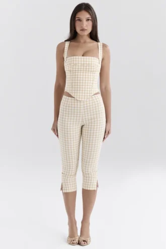 Carella Capri-Hose mit Lebkuchen-Karomuster