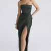 Carelle Emerald Satin-Maxikleid ohne Träger Carelle Emerald Satin-Maxikleid ohne Träger