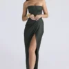 Carelle Emerald Satin-Maxikleid ohne Träger Carelle Emerald Satin-Maxikleid ohne Träger