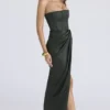 Carelle Emerald Satin-Maxikleid ohne Träger Carelle Emerald Satin-Maxikleid ohne Träger