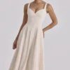 Carlotta Vintage Midi-Kleid aus elfenbeinfarbenem Twill Carlotta Vintage Midi-Kleid aus elfenbeinfarbenem Twill
