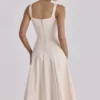 Carlotta Vintage Midi-Kleid aus elfenbeinfarbenem Twill Carlotta Vintage Midi-Kleid aus elfenbeinfarbenem Twill