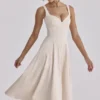 Carlotta Vintage Midi-Kleid aus elfenbeinfarbenem Twill Carlotta Vintage Midi-Kleid aus elfenbeinfarbenem Twill
