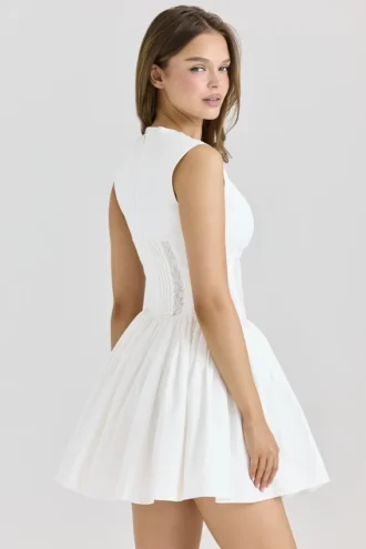 Carmel Weißes Minikleid aus Stretch-Baumwolle