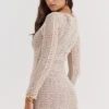 Carmelita – Kleid aus natürlichem Strick mit Schnürung Carmelita – Kleid aus natürlichem Strick mit Schnürung