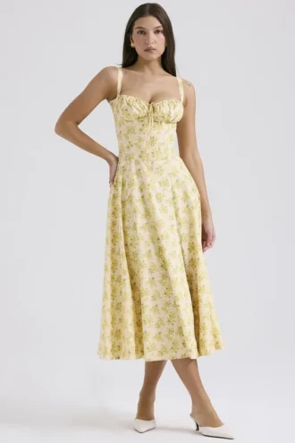 Carmen Buttercup Vintage-Bustier-Sommerkleid aus Baumwolle mit Blumenprint