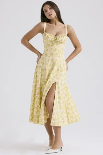 Carmen Buttercup Vintage-Bustier-Sommerkleid aus Baumwolle mit Blumenprint