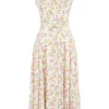 Carmen Elfenbeinfarbenes Baumwoll-Bustier-Sommerkleid mit Wiesenprint Carmen Elfenbeinfarbenes Baumwoll-Bustier-Sommerkleid mit Wiesenprint