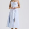 Carmen – Hellblaues Baumwoll-Bustier-Sommerkleid Carmen – Hellblaues Baumwoll-Bustier-Sommerkleid