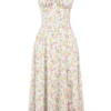 Carmen Hellblaues Baumwoll-Bustier-Sommerkleid mit Wiesenprint Carmen Hellblaues Baumwoll-Bustier-Sommerkleid mit Wiesenprint
