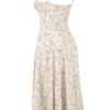 Carmen Hellblaues Baumwoll-Bustier-Sommerkleid mit Wiesenprint Carmen Hellblaues Baumwoll-Bustier-Sommerkleid mit Wiesenprint