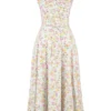 Carmen Hellblaues Baumwoll-Bustier-Sommerkleid mit Wiesenprint Carmen Hellblaues Baumwoll-Bustier-Sommerkleid mit Wiesenprint