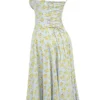 Carmen – Weiches blaues Vintage-Bustier-Sommerkleid aus Baumwolle mit Blumenprint