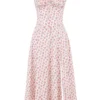 Carmen – Weißes Baumwoll-Bustier-Sommerkleid mit Rosenknospen-Print Carmen – Weißes Baumwoll-Bustier-Sommerkleid mit Rosenknospen-Print