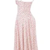 Carmen – Weißes Baumwoll-Bustier-Sommerkleid mit Rosenknospen-Print Carmen – Weißes Baumwoll-Bustier-Sommerkleid mit Rosenknospen-Print