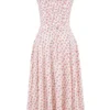 Carmen – Weißes Baumwoll-Bustier-Sommerkleid mit Rosenknospen-Print Carmen – Weißes Baumwoll-Bustier-Sommerkleid mit Rosenknospen-Print