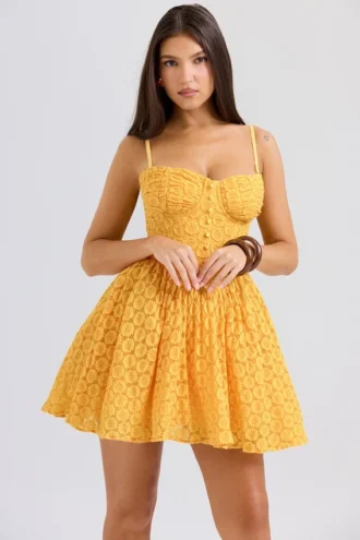 Carolina Apricot Spitzen-Korsett-Minikleid