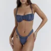 Athens Deep Blue Bikini-Unterteil mit gerafftem, hoch geschnittenem Bein Athens Deep Blue Bikini-Unterteil mit gerafftem, hoch geschnittenem Bein