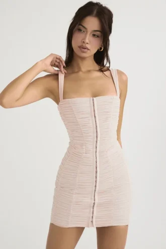 Cate Kristall-Mini-Kleid aus gerafftem Mesh