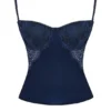 Cecilie Navy Satin- und Spitzen-Oberteil mit Trägern Cecilie Navy Satin- und Spitzen-Oberteil mit Trägern
