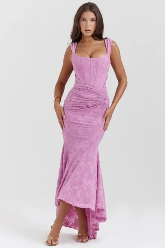 Cesca Maxikleid in Rosé mit Blumenmuster