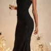 Cesca Schwarzes Maxikleid mit Blumenmuster Cesca Schwarzes Maxikleid mit Blumenmuster