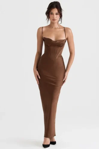 Charmaine Chocolate Korsetts-Maxikleid